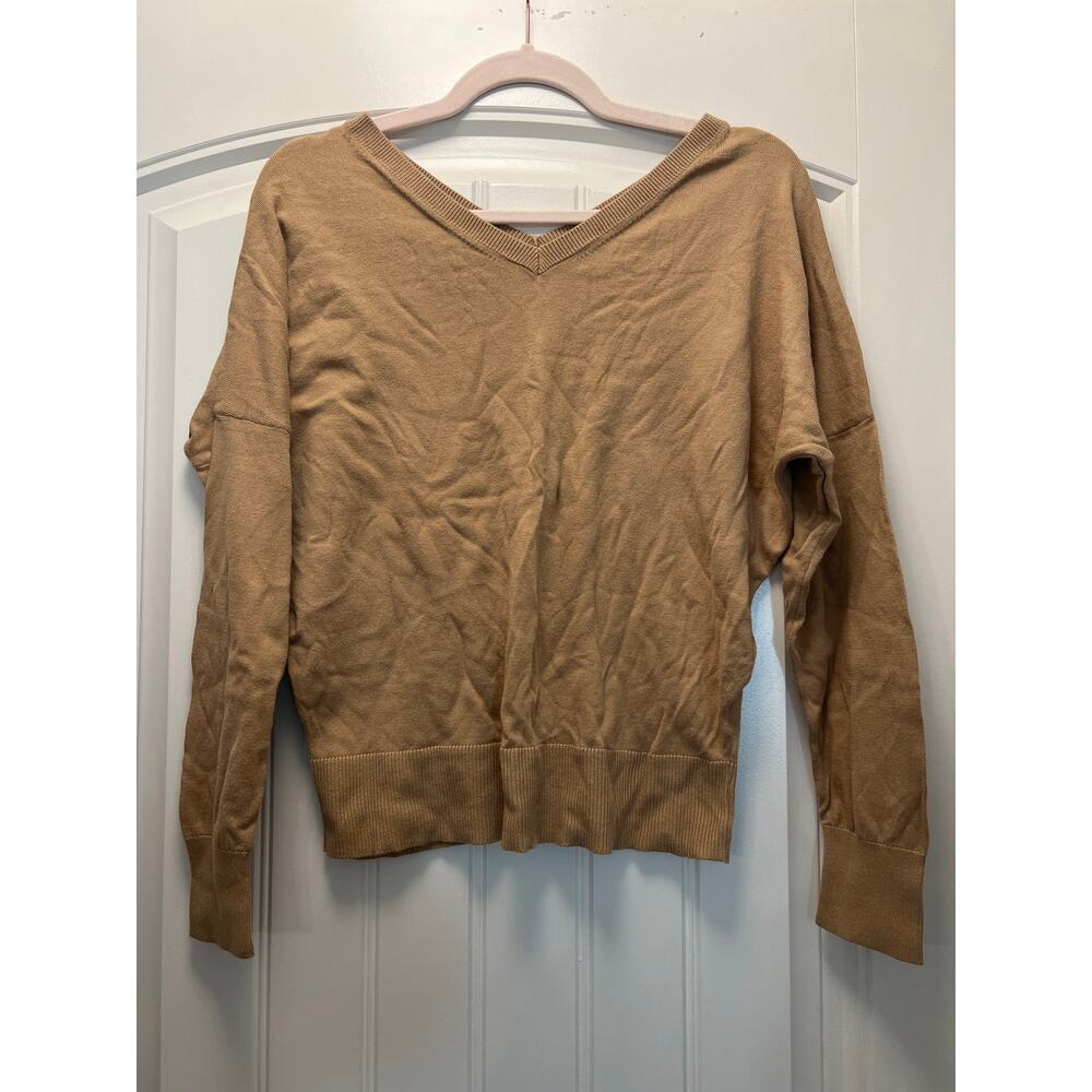 Banana Republic Women’s Classic V Neck Cashmere Forever Sweater‎ Top Size S Tan